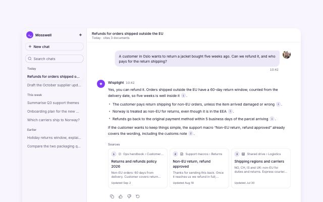 AI chat conversation with citations