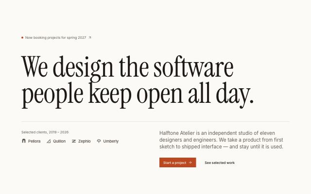 Editorial hero with oversized type