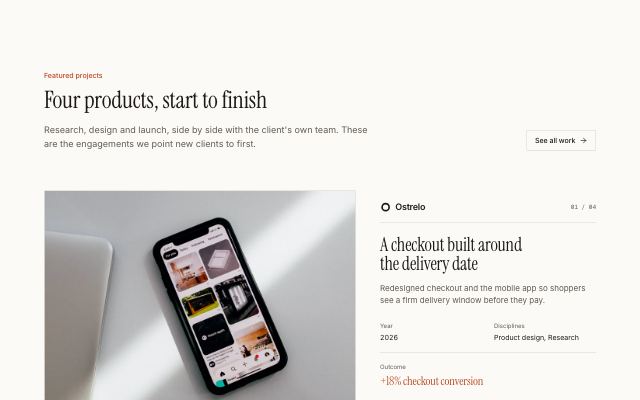 Project showcase in alternating rows