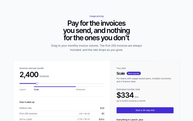 Usage slider with a live estimate