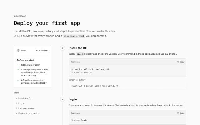 Quickstart with numbered steps
