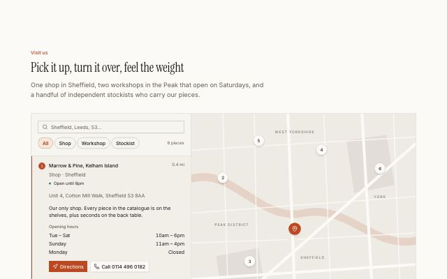 Store locator with a list and stylised map