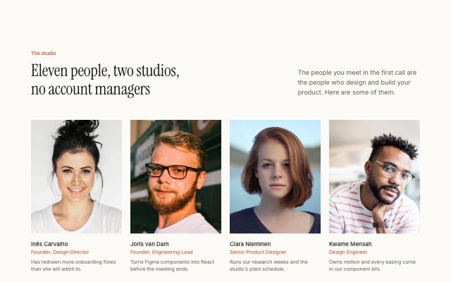 Team grid with portraits
