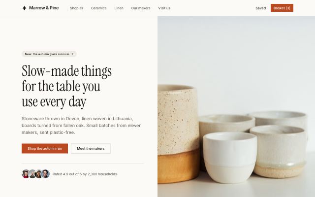 Marrow & Pine home page